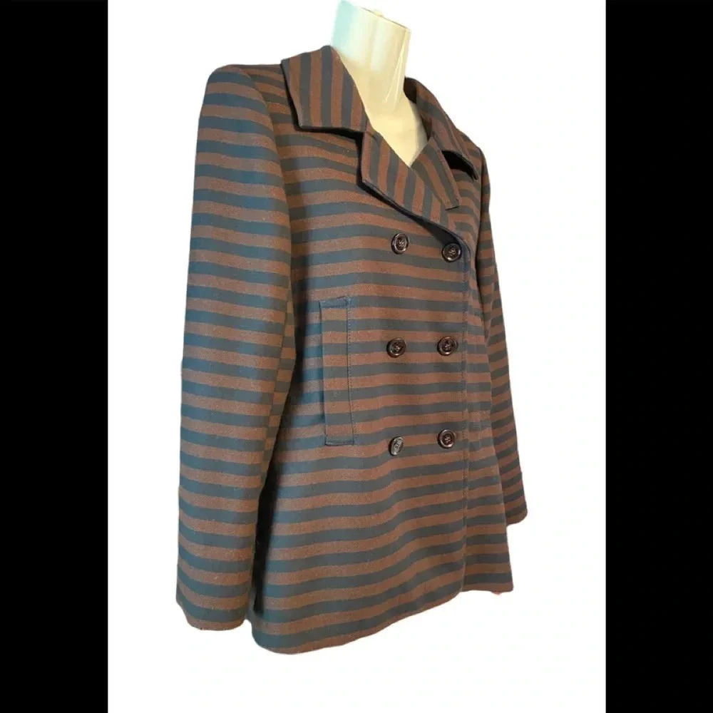 Zara Basic Double Breasted Jacket Striped - image 3